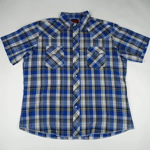 RUSTLER X-Long Tails Pearl Snap Western Shirt Men's Size XL Short Sleeve - Picture 1 of 8