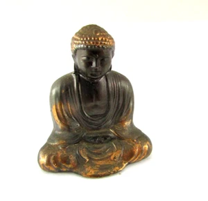 Japanese Sitting Kamakura Buddha Shakyamuni statue patinated metal vintage - Picture 1 of 10