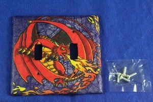 Cubierta de placa de interruptor de doble palanca Fantasy Dragon. - Imagen 1 de 3
