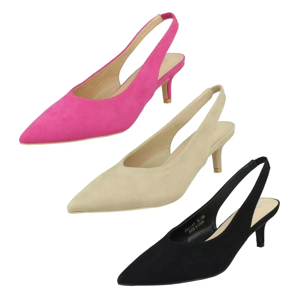 Zapatos de tacón de microfibra Spot On Sling Back para dama: F9R0111 Foto 1 de 4