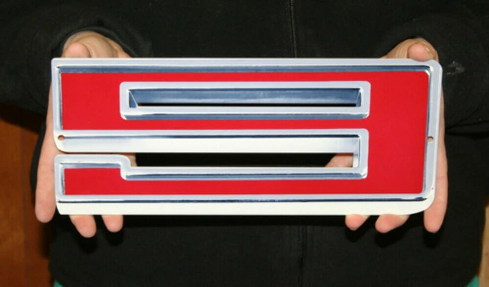 GM CHEVY VINTAGE RED NUMBER 9 – FLAT STEEL SIGN 12" X 5"  - Image 1 of 1