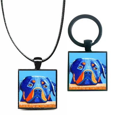 Rottweiler Keychain or Necklace, Dog Stocking Stuffer Gift! - Image 1 of 3
