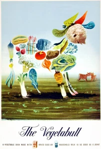 The Vegetabull - 1940's - World War II - Health Propaganda Poster - Picture 1 of 1