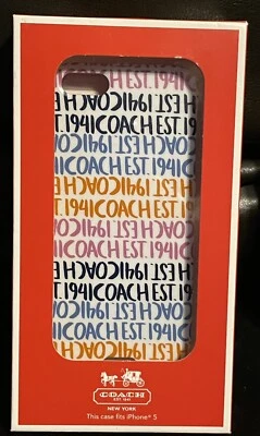 NUEVO Auténtico Funda iPhone 5 Multicolor Firma Doble Raya Cambray COACH Foto 1 de 2