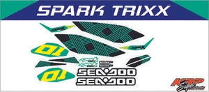SEADOO SPARK TRIXX Teal & Black Graphics / Decal / Sticker Kit - Picture 1 of 1