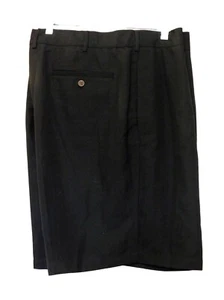 Caribbean Joe Shorts 48 Black Pleated Front Inseam 8 Polyester Rayon Blend - Picture 1 of 5