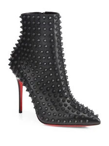 Christian Louboutin Snakilta Half Boots size 39.5 9.5 Black Leather Zip Entry - Picture 1 of 15