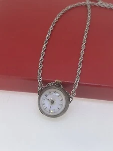 Vintage Display Back Bubble Sterling Silber Kette Anhänger Uhr Halskette - Bild 1 von 13