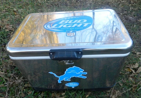 Bud Light DETROIT LION'S NFL Vintage Chrome Heavy Duty Cooler Limited Ed. RARE Cover