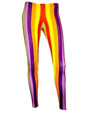 Leggings De Clown Rayés Multicolores Rouge Et Violet Costume Alternatif - Photo 1/3