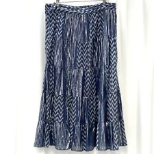 Wmns NWT Soft Surroundings Metallic Blue Tiered Peasant Skirt Sz XL