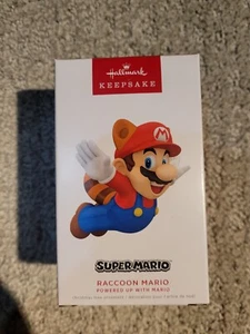 2022 HALLMARK SUPER MARIO RACCOON MARIO POWERED UP WITH MARIO KEEPSAKE ORNAMENT - Picture 1 of 4