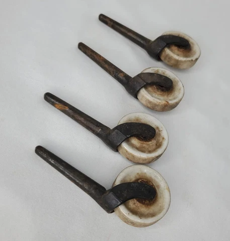 Antique Vintage Porcelain Iron Furniture Casters Wheels Set Of 4 Cover