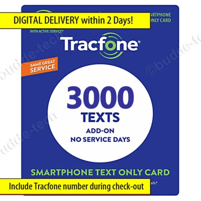 Tracfone 1000 Texts -- *LIMITED TIME 3000 TEXT MESSAGES* Direct add to phone - Image 1 of 4