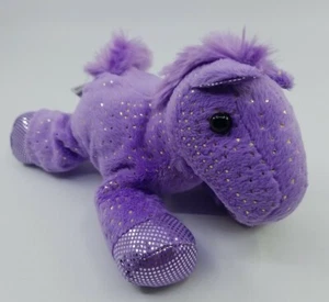 Plüschtier Aurora lila PFERD Pony kleine Puppe Stofftier Glitzer WEICH 8 Zoll  - Bild 1 von 6