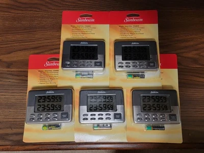 (5) Sunbeam Dual Digital Timers w/ Memory, Count Down/Up, Clip Magnet and Stand - Image 1 of 4