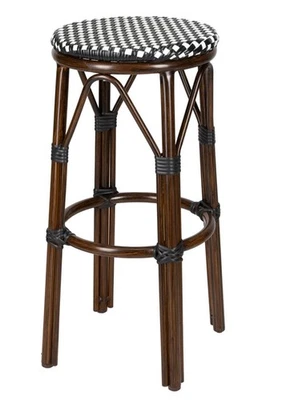 Black on White 30" Full Height No Back Bistro Barstool by Chivari - Image 1 of 4