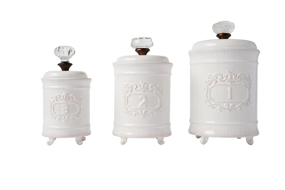 Mud Pie Kitchen Canister - White, Pack of 3 (4931002)