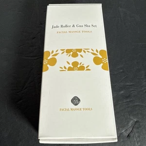 Juego de rodillos de jade Gua Sha para el cuidado de la piel alivio de hinchazón oro blanco en caja de regalo - Imagen 1 de 6