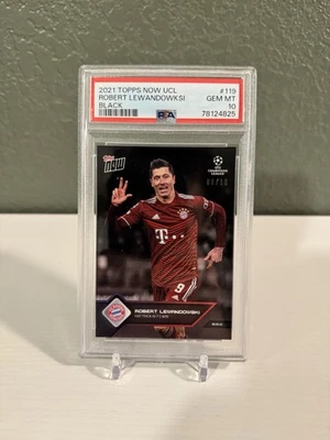 2021 Topps Now UCL Robert Lewandowski #119 Black /10 PSA 10 - Image 1 of 2