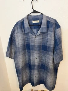 Tommy Bahama Short Sleeve Casual Button-Down Shirt Three Xl Blue Plaid - Picture 1 of 6