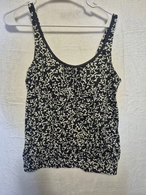 Roupa de banho LASCANA Venus preto branco floral regata praia resort tamanho 12 - Imagem 1 de 4