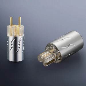 Viborg Aluminium Pure copper Gold Plated EU Power Plug+IEC Connector hifi - Picture 1 of 4