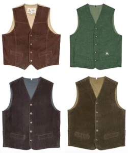PIONIER RINALDO Weste Jagd Forst Trachten Weste Velveton Echt Leder Herren S-4XL - Bild 1 von 5