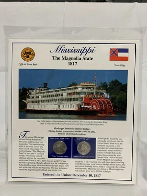 2002 Mississippi BU P&D Postal Commemorative Society Statehood Quarters & Stamps - Image 1 of 2