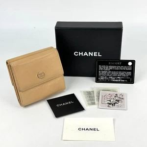 CHANEL Bifold Wallet Beige Leather - Picture 1 of 24