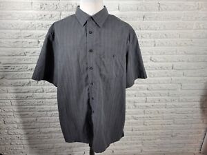 George Mens Shirt 3XLT 54 56 Short Sleeve Dark Gray Stripe Casual Polyester