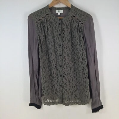 Noa Noa Mujer Blusa Camisa Talla 40 Aus 12 Caqui Verde Encaje Transparente 113625 Foto 1 de 4