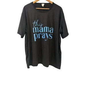This Mama Prays T-Shirt Women's Size 5XL Black Graphic Casual Crew Neck NEW - Picture 1 of 7