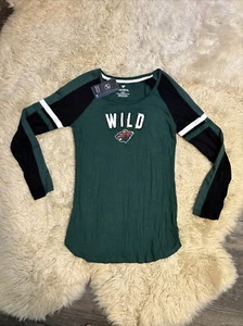 NWT Fanatics Women’s Minnesota Wild, Small S, Long Sleeve Shirt Baseball T - Picture 1 of 3