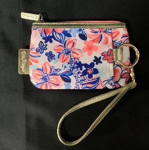 NUOVO! Portafoglio Lilly Pulitzer Zip Top Wristlet Resort Bianco Festa Come una Lobstar - Foto 1 di 8