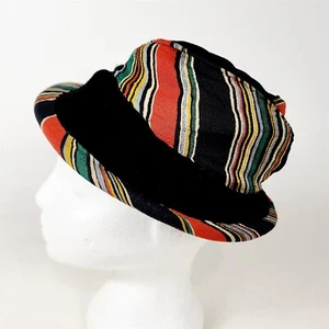 Gorra vintage de terciopelo negro con rayas de colores para mujer - Imagen 1 de 6
