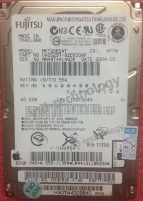 Fujitsu 60GB Internal 4200 RPM 2.5" Laptop MHT2060AT HDD Notebook IDE Hard Drive - Image 1 of 3