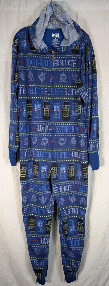 Pijama de una pieza XL con capucha azul marino Doctor Who Robot Exterminate para adultos Foto 1 de 4