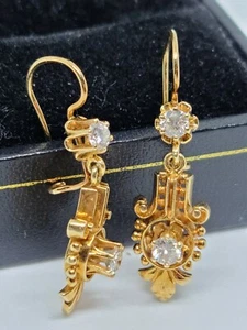 Vintage 14K Yellow Gold Lady's Diamond Drop Earrings 0.55 Carats MSRP $1,950 - Picture 1 of 13