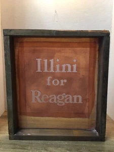 Cornice serigrafica vintage in legno Illinois Fighting Illini per Reagan - Foto 1 di 4