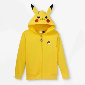 Pokemon Boys Hoodie Jacket Size 4-16 Zip Girl Kids Pikachu Costume Halloween NWT - Picture 1 of 2