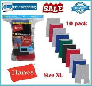 Hanes Men's Super Value Pack Assorted Boxer Briefs, 10-Pack Soft and Breathable - Picture 1 of 7