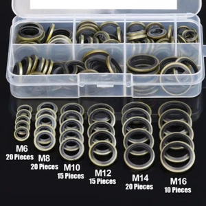 100pcs Oil Drain Plug Washer Gasket Assortments Kit M6 M8 M10 M12 M14 M16 Seal - Foto 1 di 11