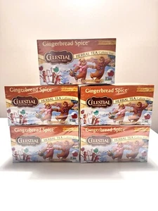 Celestial Seasonings Gingerbread Spice Herbal Tea 5 Boxes-18 Count Exp 06/25 - Picture 1 of 4
