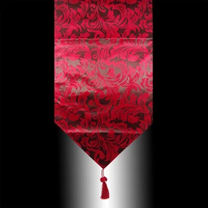ELEGANT BURGUNDY VELVET SOFT FEATHER TASSEL DECORATIVE TABLE RUNNER CLOTH - Picture 1 of 1