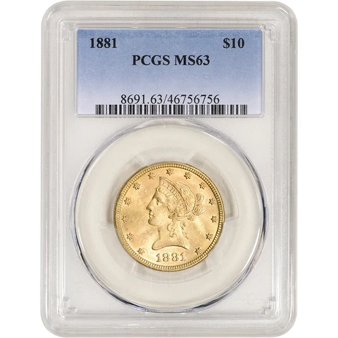 1881 US Gold $10 Liberty Head Eagle - PCGS MS63 Cover