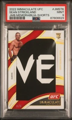2022 PANINI IMMACULATE COLLECTION UFC JMB MEMORABILIA SEAN STRICKLAND SHORTS RC - Image 1 of 2