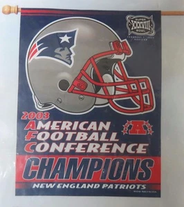 Man Cave Patriots Super Bowl XXXVIII 2003 AFC Champions Flag Banner  - Picture 1 of 2