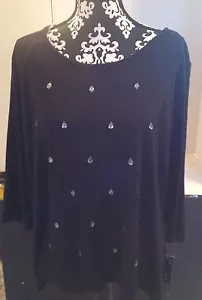Suéter negro para mujer Agb con diamantes de imitación transparentes nuevo con etiquetas 3X - Imagen 1 de 4