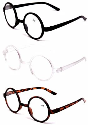 FADS & FASHIONS Lesebrille rundes Gestell Unisex klassisch Retro Schildpatt transparent schwarz 8360